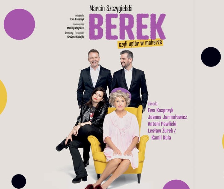 Plakat reklamujący spektakl pt. Berek czyli upiór w moherze.