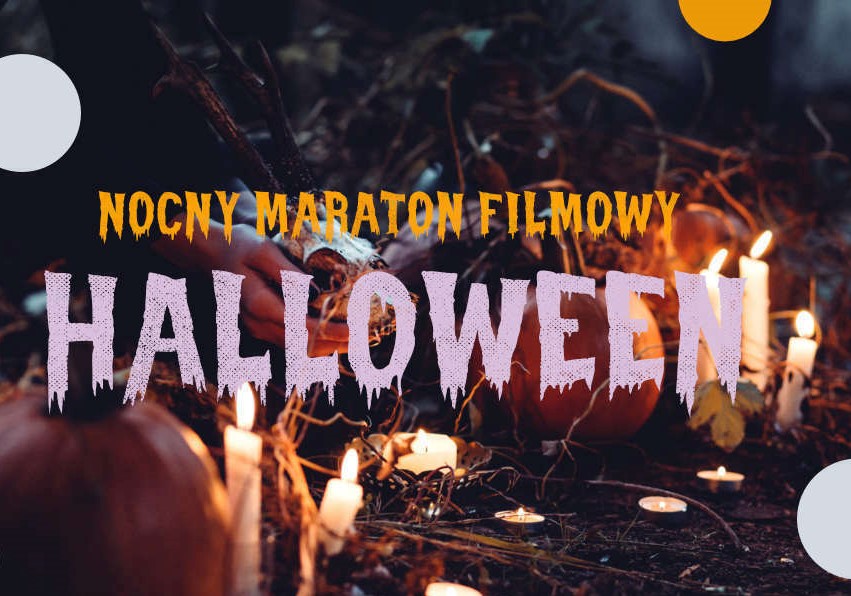 Plakat o tematyce halloween'owej reklamujący maraton filmowy w Multikinie.