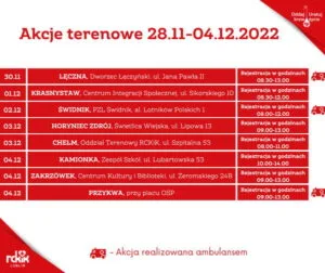 Read more about the article Oddaj krew – uratuj życie – Harmonogram  28.XI-4.XII