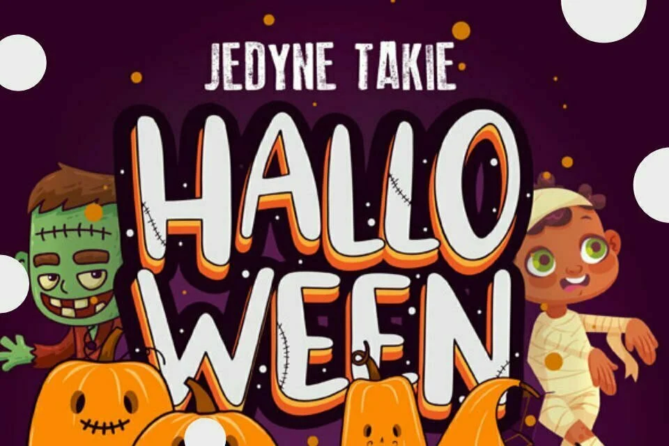 Plakat reklamujący imprezę halloween'ową dla dzieci.