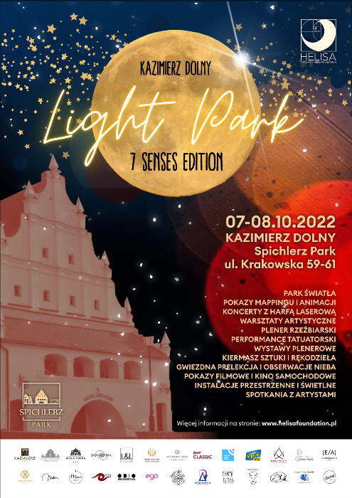 Plakat reklamujący wydarzenie "Light Park" w Kazimierzu Dolnym.