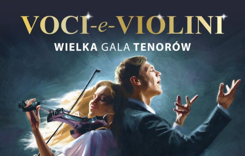 Plakat reklamujący występ grupy muzycznej Voci e Violini.