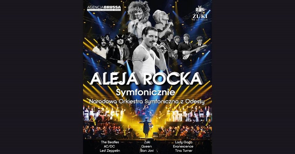 Plakat reklamujący przedsięwzięcie myzyczne pt;"Aleja rocka".