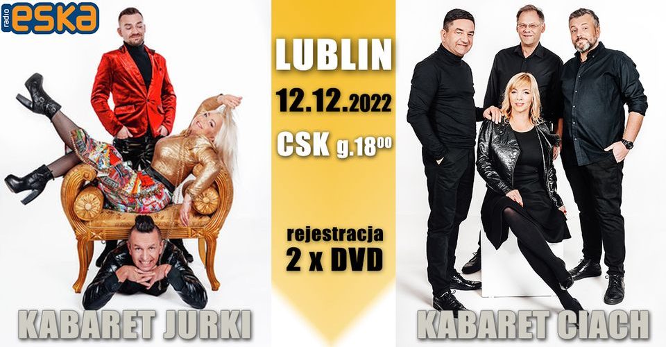 Plakat reklamujący występy kabaretów "Jurki" i "Ciach".