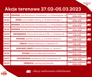 Read more about the article RCCiK: Najbliższe akcje terenowe poboru krwi w woj. lubelskim 27.II.-5.III.
