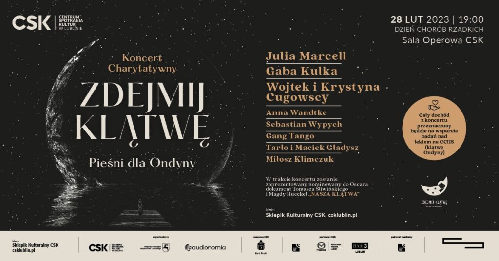 Plakat reklamujący koncert charytatywny pt. "Zdejmij klątwę. Pieśni dla Odyny".