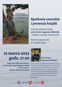Read more about the article Spotkanie autorskie z prof. dr hab. E. Niebelskim WBP 16.III.
