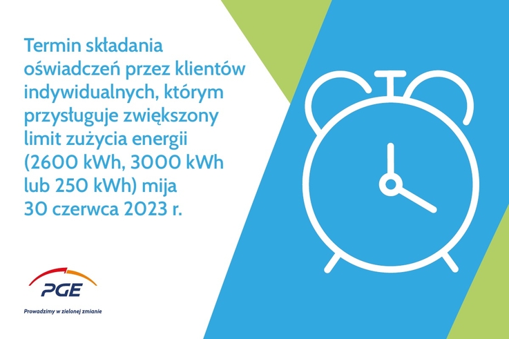 Plakat PGE informujący o zbliżającym się terminie składania wniosków w ramach Tarczy Solidarnościowej.