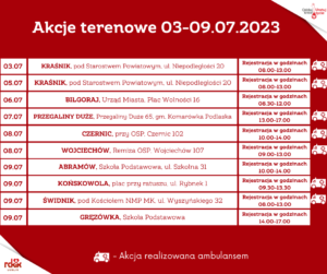 Read more about the article Zaproszenie na terenowe akcje poboru krwi