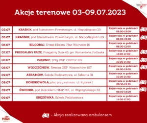 Read more about the article Zaproszenie na terenowe akcje poboru krwi