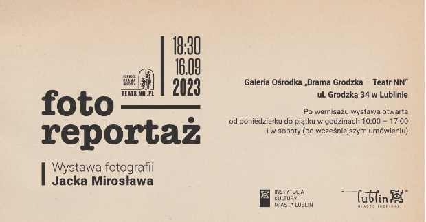 Plakat promujący wystawę fotografii Jacka Mirosława.