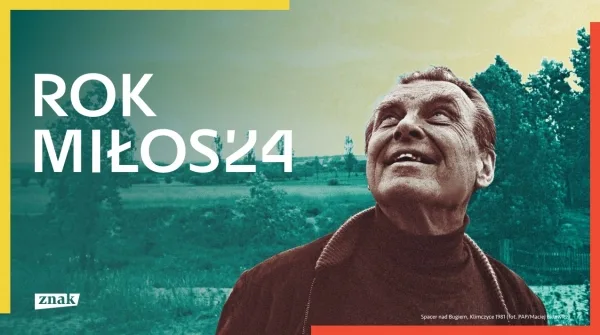 Plakat promujący nową edycję dzieł Czesława Miłosza.