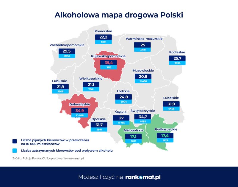 Alkoholowa drogowa mapa Polski