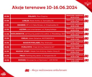 Read more about the article Zaproszenie na akcje terenowego poboru krwi 17 23.VI.