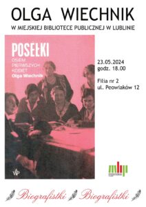 Read more about the article Spotkanie autorskie z Olgą Wiechnik Filia nr 2 MBP 23.V.