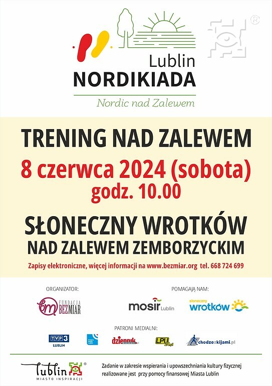 plakat_informujacy_o_treningu_nordikiada_nad_zalewem_zemborzyckim_8_czerwca_o_godz.10.00_w_osrodku_sloneczny_wrotkow