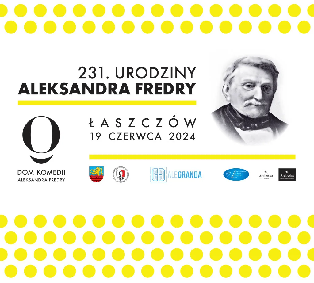 Plakat promujący obchody 231. rocznicy śmierci Aleksandra Fredry.