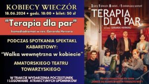 Read more about the article Kobiecy Wieczór w Kinie Bajka: „TERAPIA DLA PAR” 18.VI.