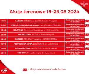 Read more about the article Harmonogram najbliższych terenowych akcji poboru krwi 19-25.VIII.
