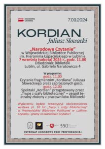 Read more about the article „Narodowe Czytanie” w WBP im. Hieronima Łopacińskiego 7.IX.