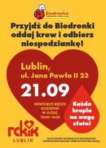 Read more about the article Biedronka dołącza do akcji „Oddaj krew, ratuj życie” w Lublinie 21.IX.