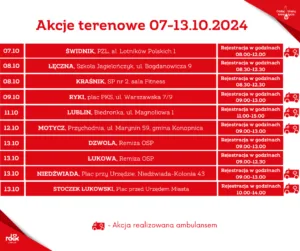 Read more about the article Zaproszenie na terenowe akcje poboru krwi – 7-13.X.