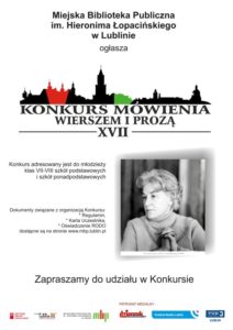 Read more about the article XVII Konkurs Mówienia Wierszem i Prozą – zgłoszenia do 18.X.