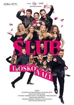 Plakat promujący spektakl komediowy pt.