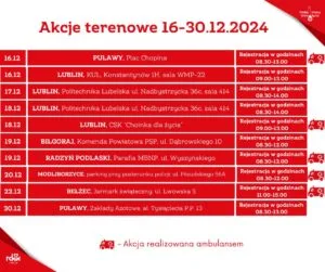 Read more about the article Zaproszenie na terenowe akcje poboru krwi 16-30.XII.