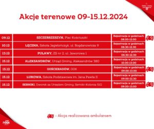 Read more about the article Zaproszenie na terenowe akcje poboru krwi 9-15.XII.