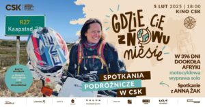 Read more about the article A. Żak – W 396 dni dookoła Afryki – motocyklowa wyprawa solo | Gdzie cię znowu niesie? Spotkania podróżnicze w CSK 5.II.