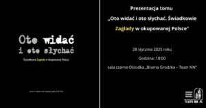Read more about the article Prezentacja tomu  – Oto widać i oto słychać. Świadkowie Zagłady w okupowanej Polsce – Brama Grodzka – Teatr NN 28.I.