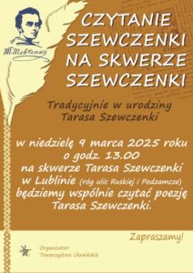 Read more about the article Czytanie Szewczenki na skwerze Szewczenki w Lublinie 9.III.