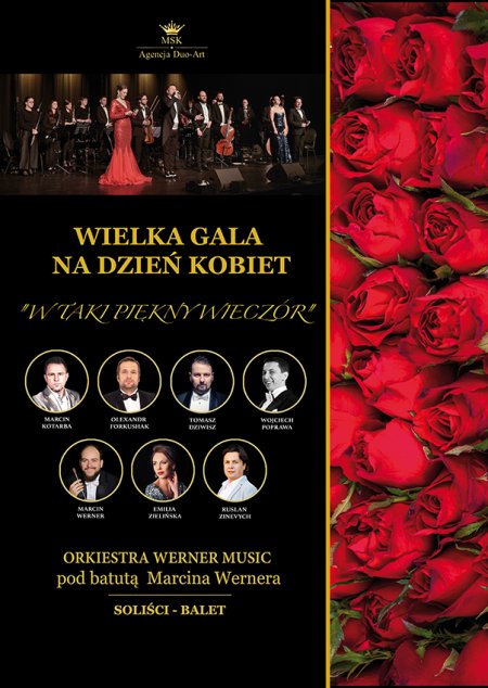 Plakat promujący Wielką Galę na dzień kobiet - W taki piękny wieczór