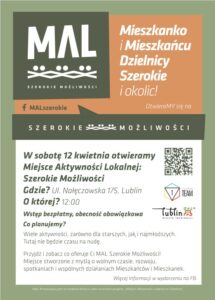 Read more about the article OtwieraMY się na Szerokie Możliwości! – otwarcie nowego miejsca aktywności lokalnej 12.IV.