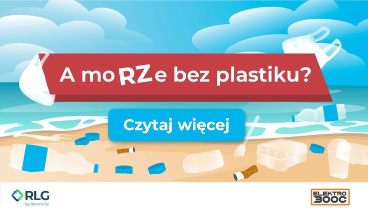 Plakat promujący akcję sprzątania na plaży.
