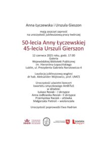 Read more about the article Uroczystość jubileuszowa pracy twórczej 50-lecia A. Łyczewskiej oraz 45-lecia U. Gierszon – WBP 12.VI