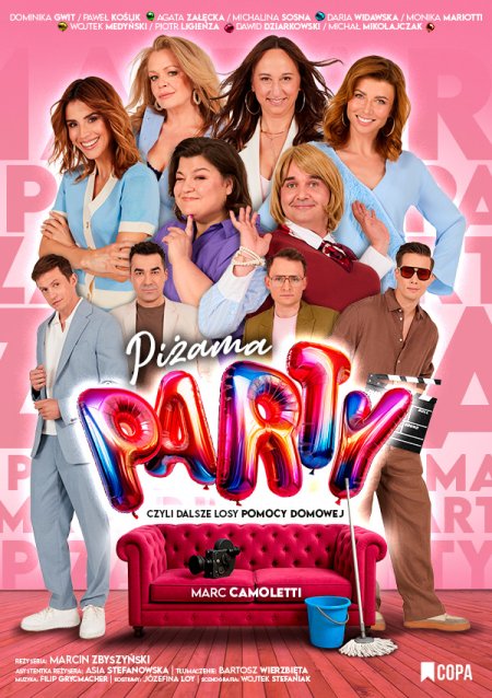 Plakat promujący spektakl "Piżama Party"
