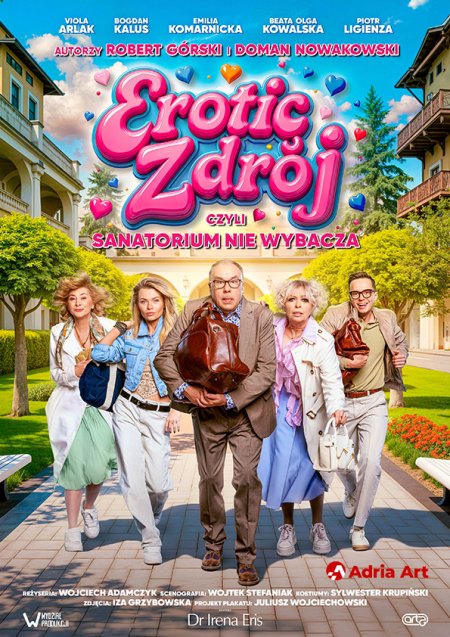 Plakat promujący spektakl "Erotic-Zdrój, czyli sanatorium nie wybacza".