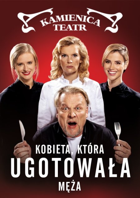 Plakat promujący spektakl "Kobieta, która ugotowała męża".