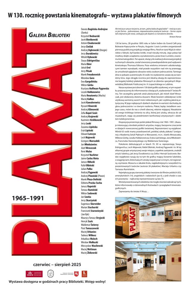 Read more about the article W 130. rocznicę powstania kinematografu – wystawa plakatów filmowych ze zbiorów specjalnych WBP do 23.VIII.