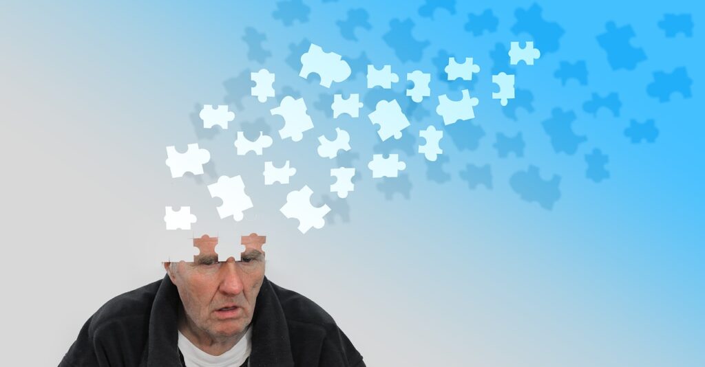 Grafika ilustrująca chorobę Alzheimera.
