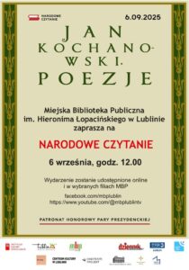 Read more about the article NARODOWE CZYTANIE 2025 Jan Kochanowski. Poezje – MBP 6.IX.