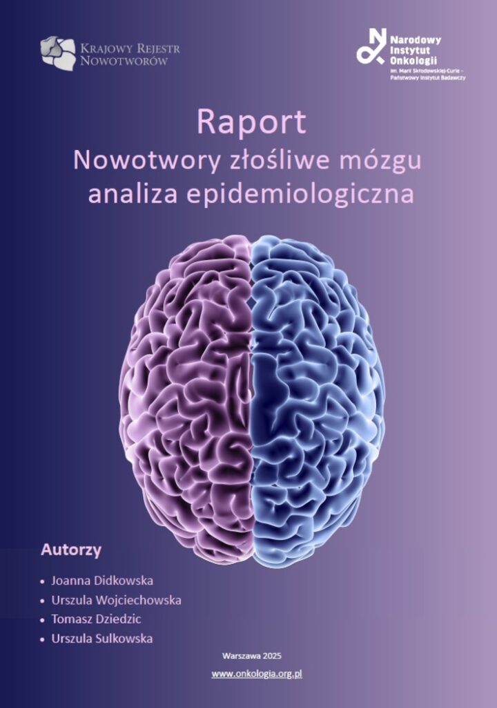 Grafika ludzkiego mózgu ilustrująca nowy raport Krajowego Rejestru Nowotworów.