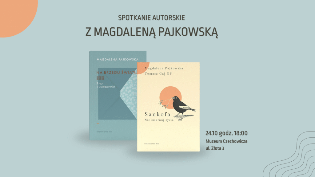 Plakat promujący spotkanie autorskie z Magdaleną Pajkowską