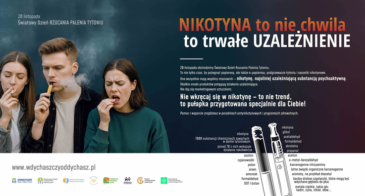 Plakat nt. uzależnienia od e-papierosów