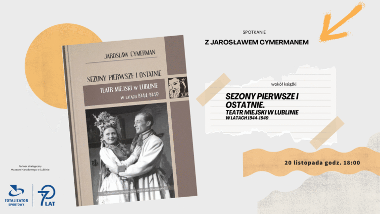 Plakat promujący spotkanie z Jarosławem Cymermanem.