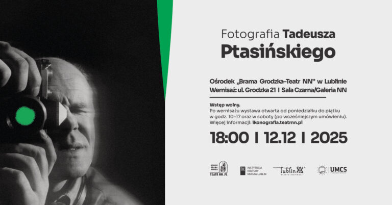 Plakat promujący wystawę „Fotografia Tadeusza Ptasińskiego”