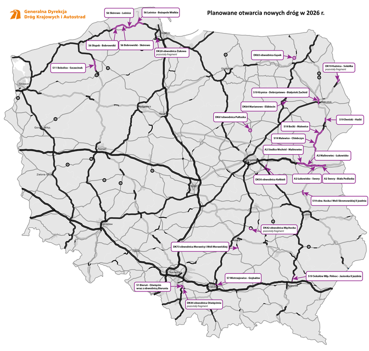 Read more about the article GDDKiA: W 2026 r. udostępnimy ponad 290 km dróg