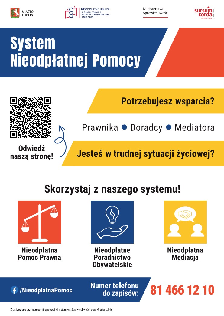 Read more about the article Nieodpłatna pomoc prawna, poradnictwo obywatelskie, mediacja w Lublinie
